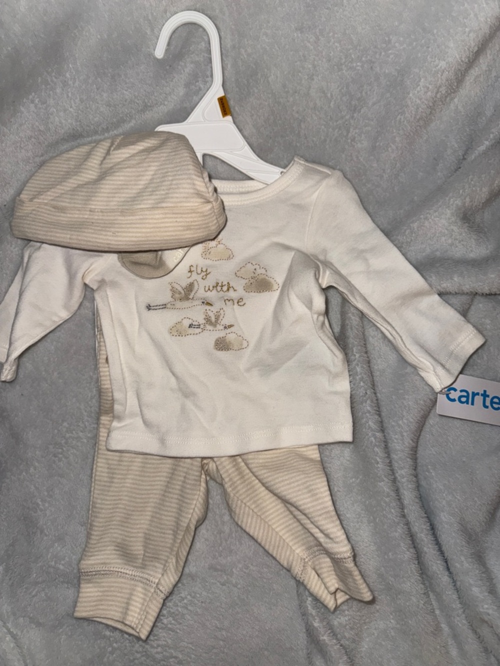 NWT Carter's Cream & Beige Baby 4-Piece Outfit Set